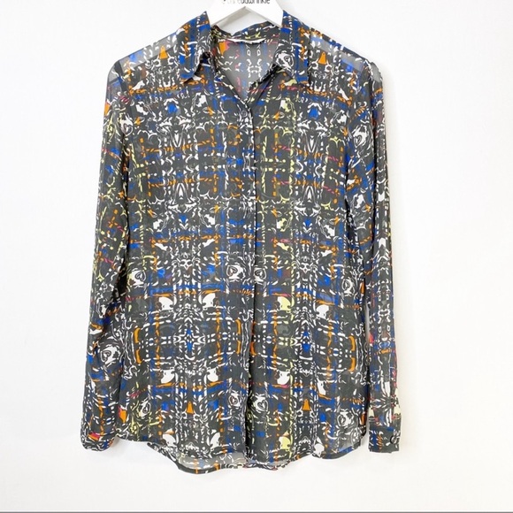Cabi #129 Sheer Blouse Long Sleeve Button Down Med - Picture 4 of 7